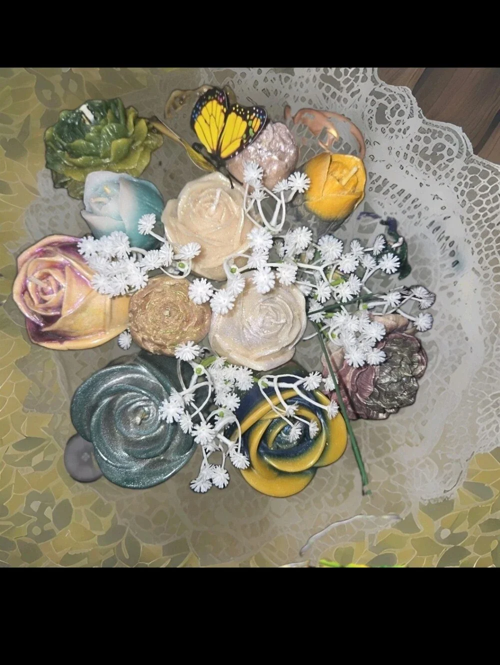 Stunning Realistic Dozen  Wax Candles Bouquet